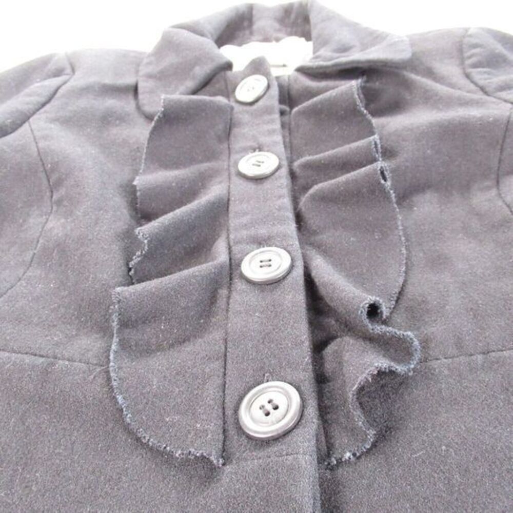 J Crew Wool Blend Jacket Womens 4 Black Lined Ruffle Button Front Peacoat‎ - Picture 8 of 15